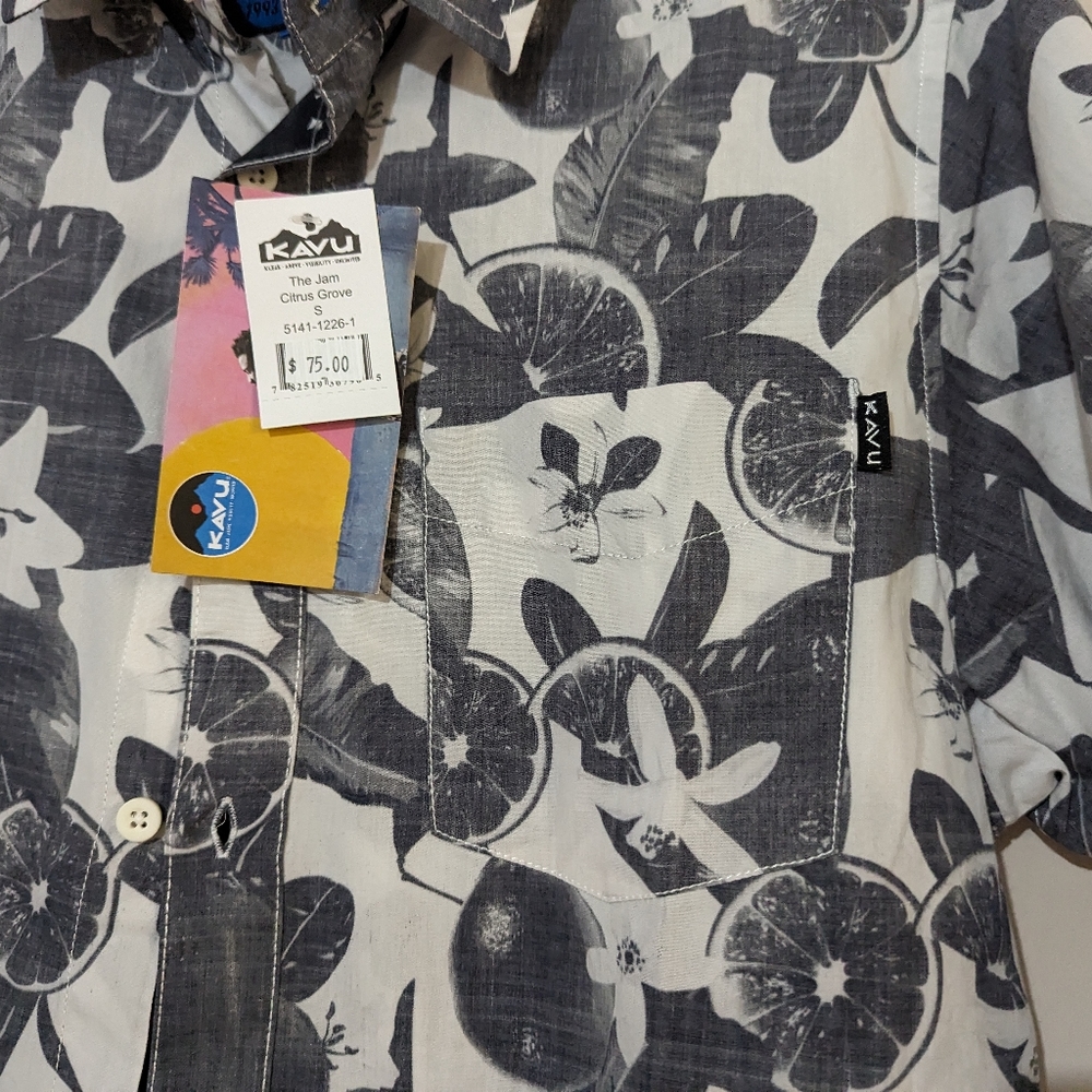 KAVU The Jam Citrus Grove Short Sleeve Shirt Summer Button Up Size S NWT - Picture 5 of 7